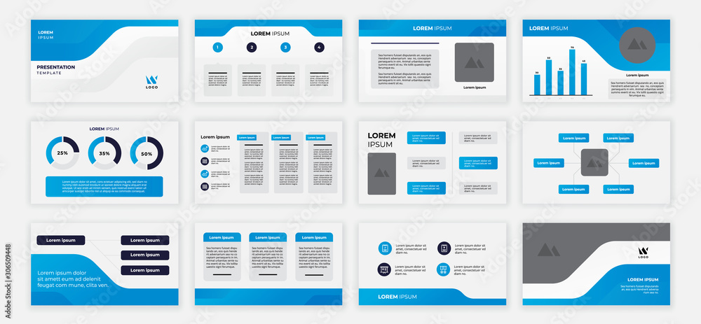 blue power point presentation template Stock Vector | Adobe Stock