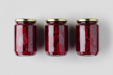 Wall Mural - Pickled beets jar mockup. Top view.