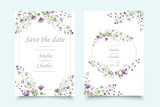 Fototapeta Tulipany - Set of wedding invitation card with watercolor flower template with text