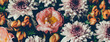 Leinwandbild Motiv Vintage bouquet of beautiful flowers on black. Floral background. Baroque old fashiones style. Natural pattern wallpaper or greeting card