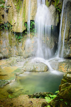 Stream Rushing Through Cascade To Emerald Pond At Thac Voi Waterfall, Thanh Hoa