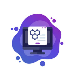 Canvas Print - graphene research icon with computer