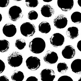 Fototapeta Uliczki - Seamless dot pattern. Hand-painted circles with rough edges. Dry brush ink illustration.