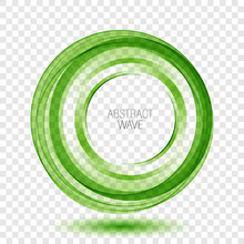 Abstract Vector Background Round Green Wavy Circle Shape Lines Circles Transparent Wave Frame.Vector Abstract