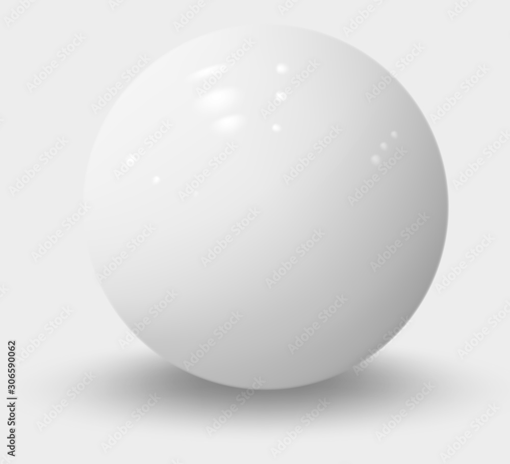 White realistic sphere isolated on white. White realistic ball - obrazy, fototapety, plakaty 