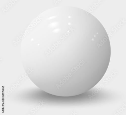 Fotomural White realistic sphere isolated on white. White realistic ball