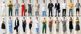 Collage with people in uniforms of different professions