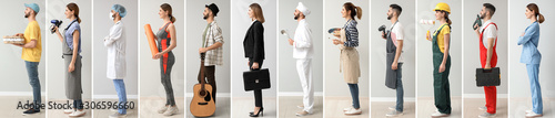 Fotomural Collage with people in uniforms of different professions