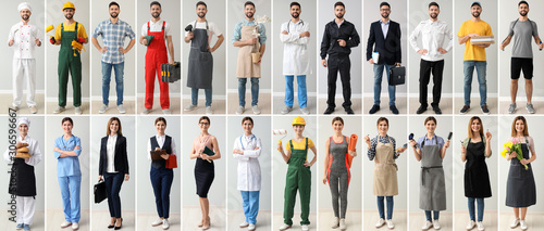 Fotomural Collage with people in uniforms of different professions