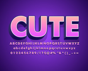 Poster - Cute alphabet, 3D bold text effect, modern typeface