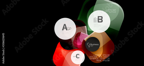 Retro colorful geometric background - circles on black, great design for any ...