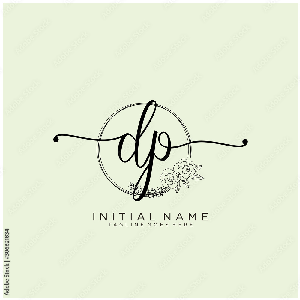 DP Letter Initial beauty monogram and elegant logo design, handwriting ...