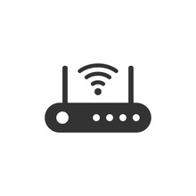 Wifi Router Icon In Flat Style. Broadband Vector Illustration On White Isolated Background. Internet Connection Business Concept.