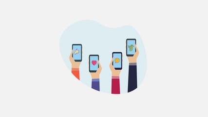 Wall Mural - social media engagement, people interacting on social media via mobile phone, internet technology co