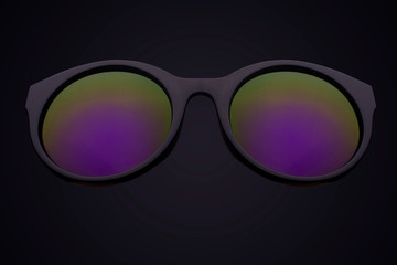 Poster - round retro sunglasses isolated on black