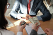 © 88studio - client pay for car. salesman dealer giving key to owner. car sale & dealership in auto business