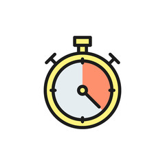 Sticker - Vector stopwatch flat color icon. Isolated on white background