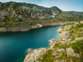 Wall Mural - Road and lakes in mountains Norway