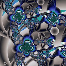 Abstract Graphic Painting Of Fractals "Blue Butterflies"