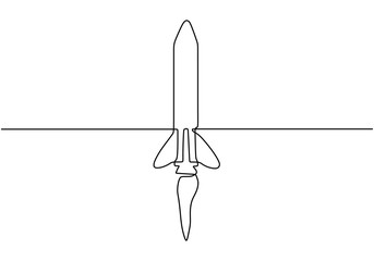 Wall Mural - Continuous one line drawing of rocket vector object