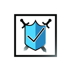 Shield icon. Shield with a checkmark in the middle Protection icon concept