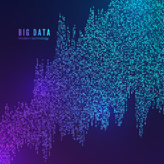 Wall Mural - big data flow visualization. digital data stream. multiple point wave. abstract technology backgroun
