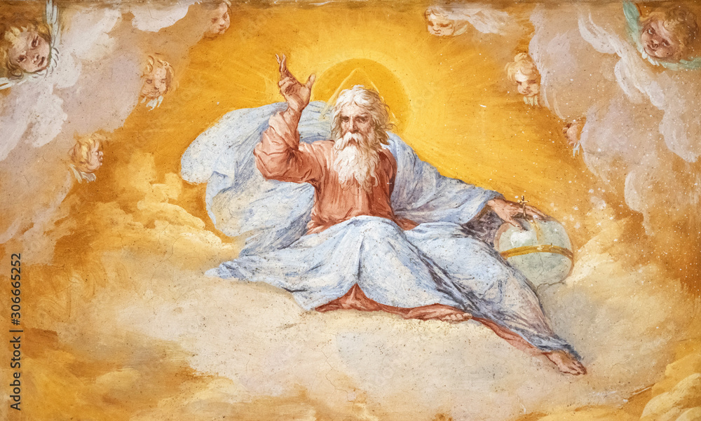 Painted divine figure church of San Sebastiano Rome - obrazy, fototapety, plakaty 