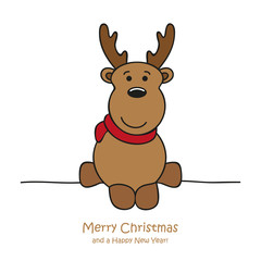 Wall Mural - cute white deer christmas cartoon vector illustration EPS10