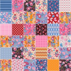 Wall Mural - Cute seamless patchwork pattern. Beautiful print for fabric and home textile. Design for quilting blanket.