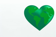 Planet In The Green Heart. World Map Background For The Earth Day April 22	