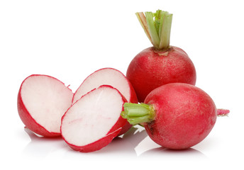 Poster - Red radish with slices isolated on white