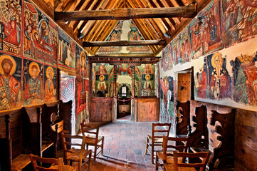 Inside the church of Archangel Michael at Pedoulas village, Cyprus. It is one of the 10 byzantine churches of Troodos mountain listed as UNESCO World Heritage Sites.