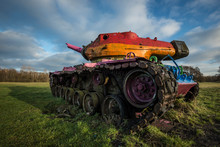 Abandoned Tank With Graffiti.