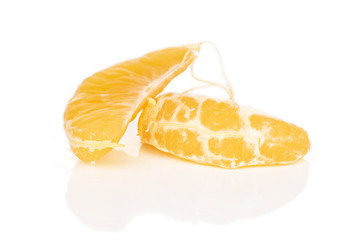 Canvas Print - Group of two pieces of purified fresh orange mandarin isolated on white background