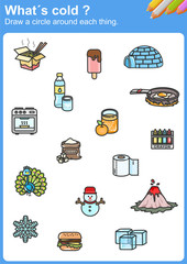 Wall Mural - What´s cold ? Draw a circle around each thing. - Worksheet for education.