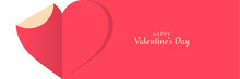 Valentines Day Banner. Cut Paper Valentines Day Heart Vector Background