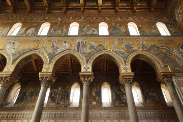 Mosaics in interior of Monreale Cathedral