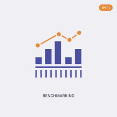 2 color Benchmarking concept vector icon. isolated two color Benchmarking vector sign symbol designed with blue and orange colors can be use for web, mobile and logo. eps 10.