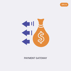 2 color Payment Gateway concept vector icon. isolated two color Payment Gateway vector sign symbol designed with blue and orange colors can be use for web, mobile and logo. eps 10.