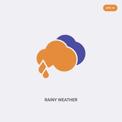 2 color Rainy weather concept vector icon. isolated two color Rainy weather vector sign symbol designed with blue and orange colors can be use for web, mobile and logo. eps 10.