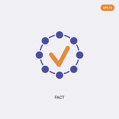 2 color fact concept vector icon. isolated two color fact vector sign symbol designed with blue and orange colors can be use for web, mobile and logo. eps 10.