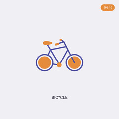 2 color bicycle concept vector icon. isolated two color bicycle vector sign symbol designed with blue and orange colors can be use for web, mobile and logo. eps 10.