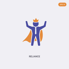 2 color reliance concept vector icon. isolated two color reliance vector sign symbol designed with blue and orange colors can be use for web, mobile and logo. eps 10.