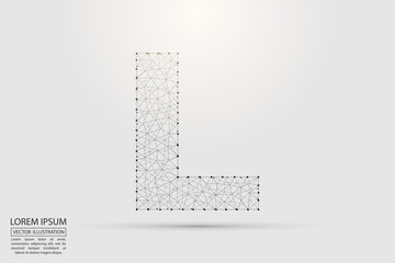 English letters abstract font consists 3d of triangles, lines, dots and connections. Vector illustration EPS 10.