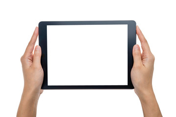 technology concept. hand holding tablet