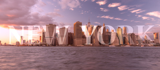 Wall Mural - Manhattan financial district with sign, New York City