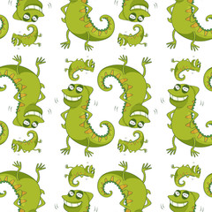 Poster - Seamless pattern tile cartoon with lizard