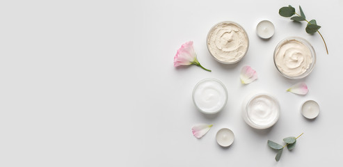 Wall Mural - eco friendly homemade cream for face and skin on white