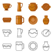 Vector Illustration Of Pottery And Ware Icon. Set Of Pottery And Clayware Stock Symbol For Web.