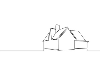 one line logo design of real estate house market agency